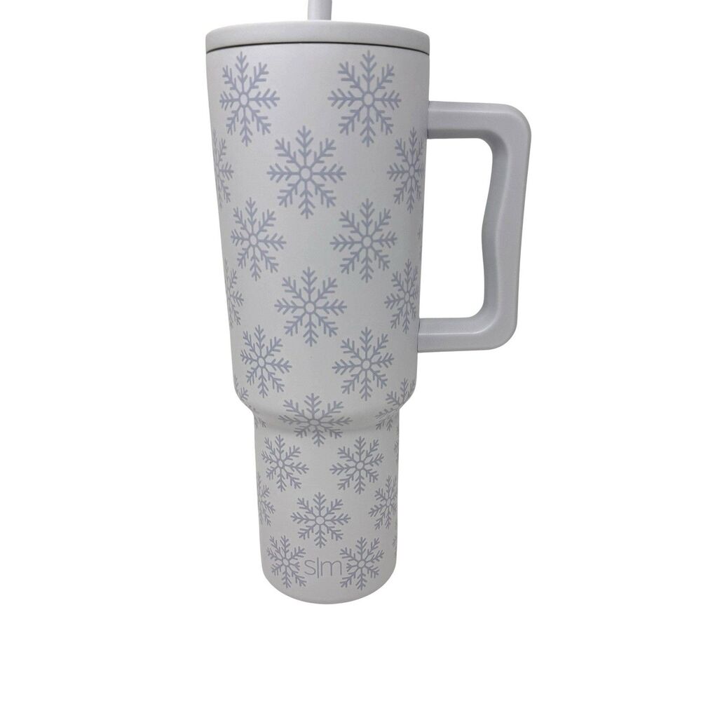Simple Modern 40 oz Trek Tumbler with Handle and Straw Lid Snowflake NIB 2023